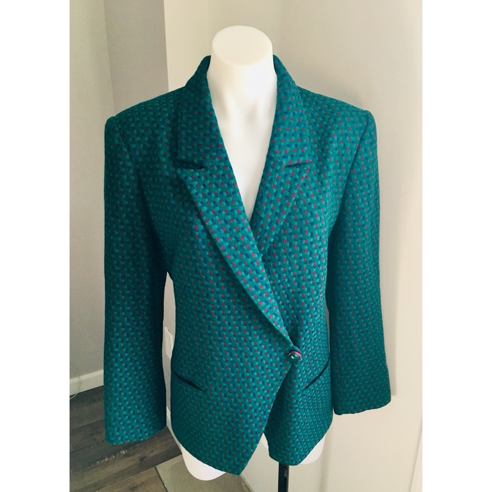 Miss Pendleton vintage wool green blue and purple blazer